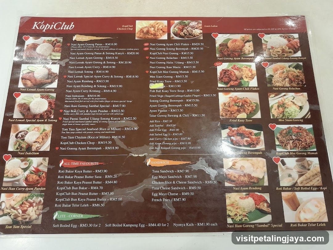 Kopi Club Menu