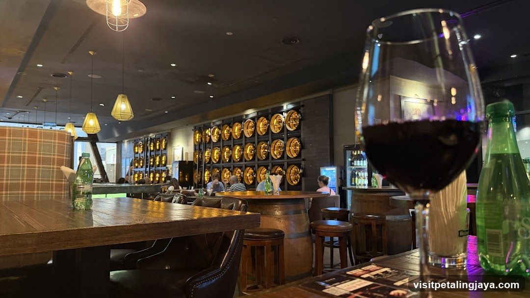 Bar Interior with Wine Glass