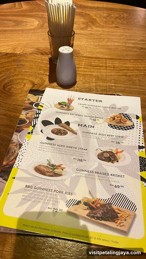 Guinness Themed Menu