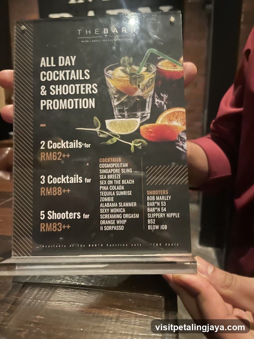 All Day Cocktails & Shooters Promotion Menu