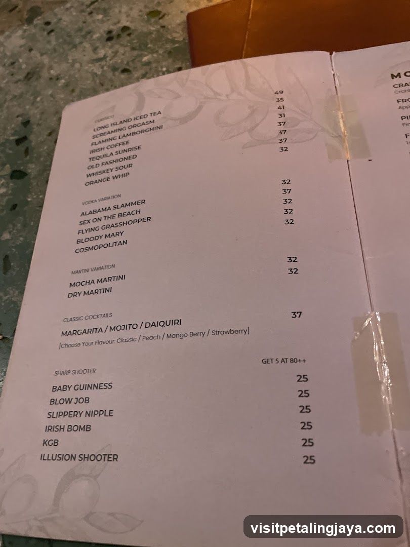 Cocktail Menu Page