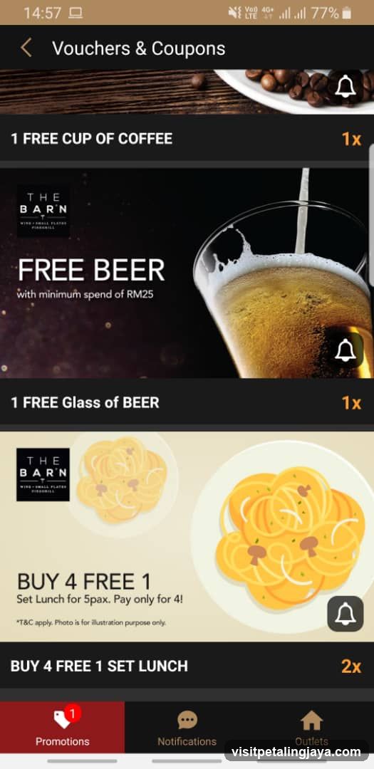 Vouchers & Coupons App Screen