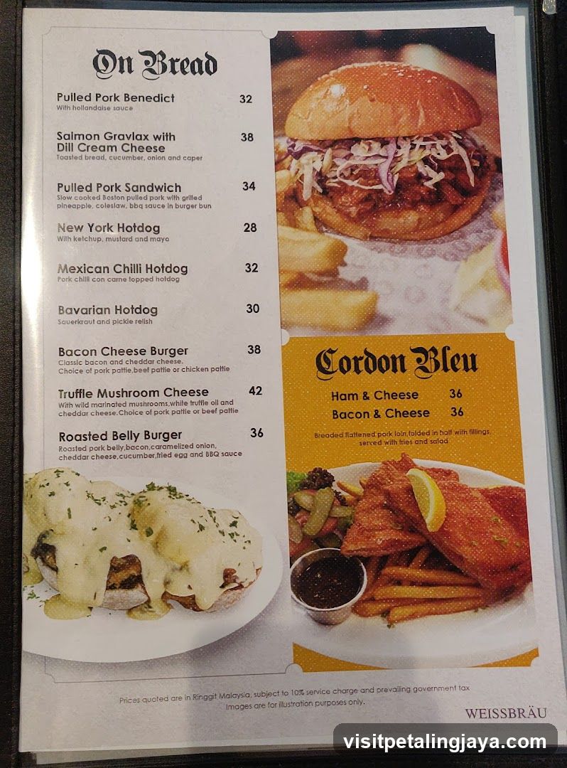 On Bread & Cordon Bleu Menu Page
