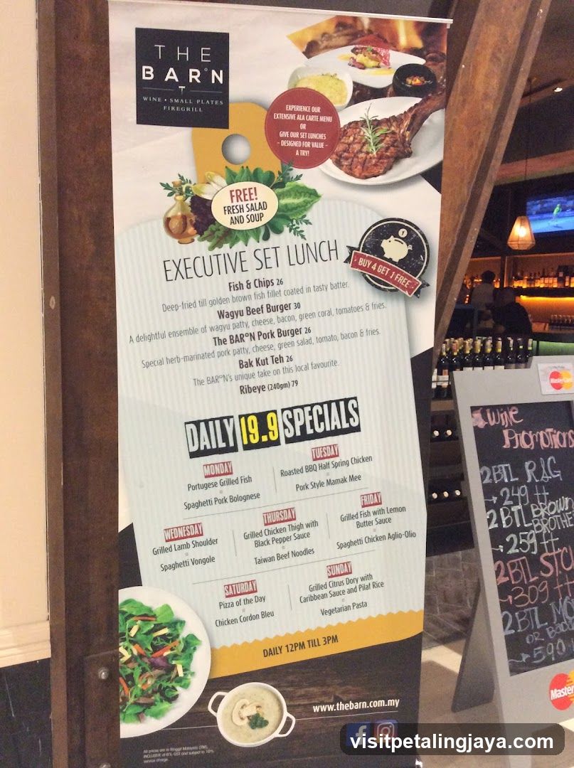 The Barn Restaurant Menu Display