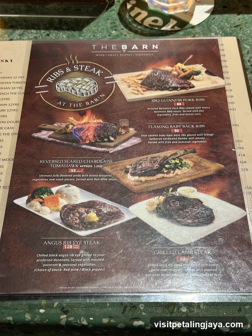 The Barn - Ribs & Steak Menu