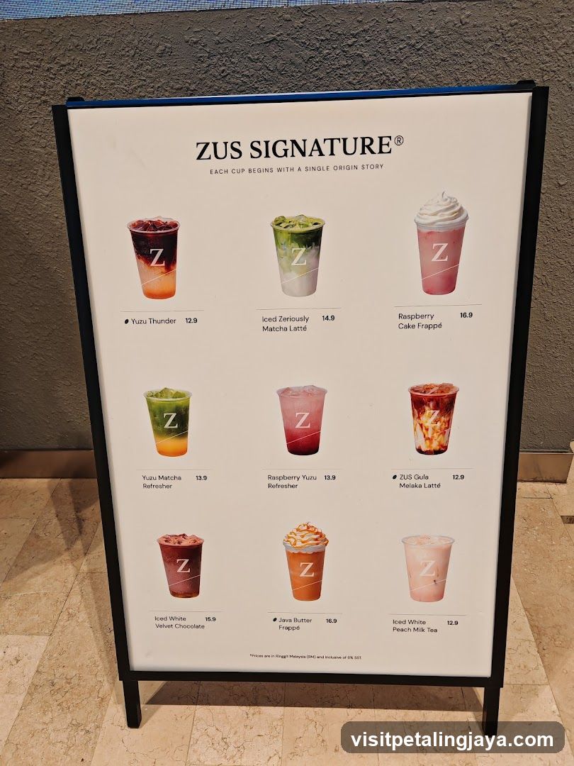 Zus Signature Menu Board