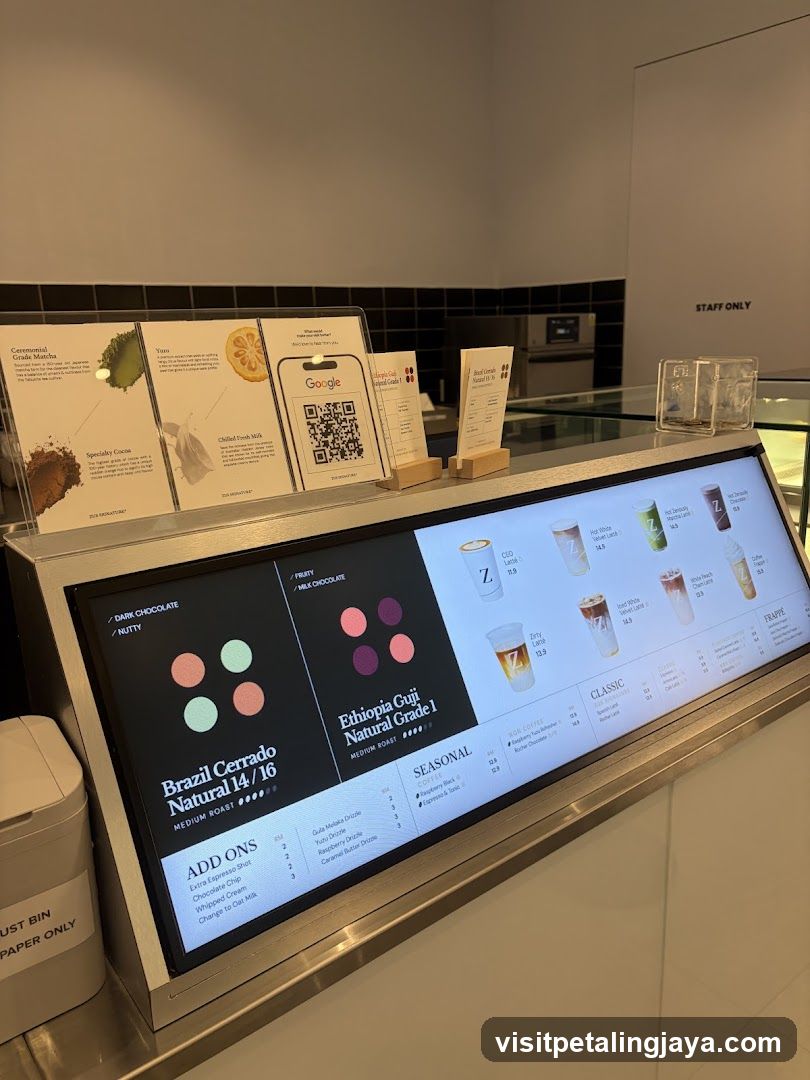 Digital Menu Display at Coffee Shop Counter