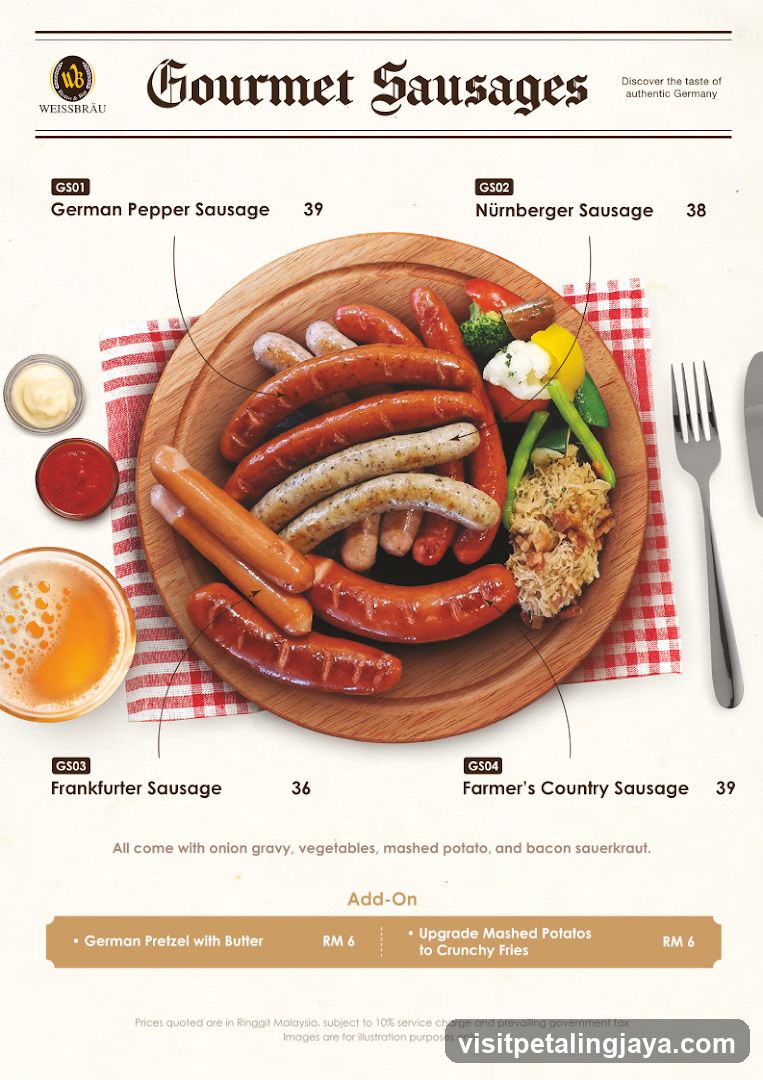 Gourmet Sausages Menu