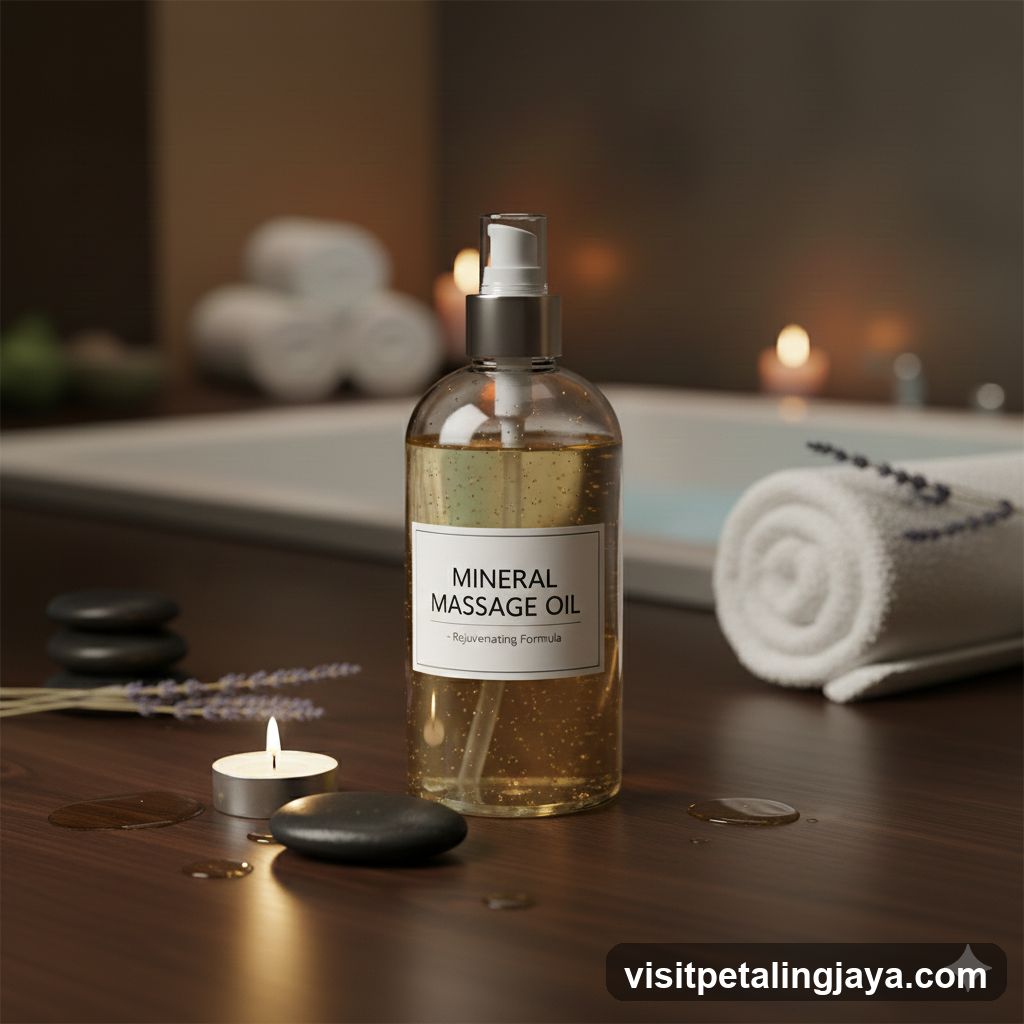 Mineral Massage Oil Bottle on Spa Table
