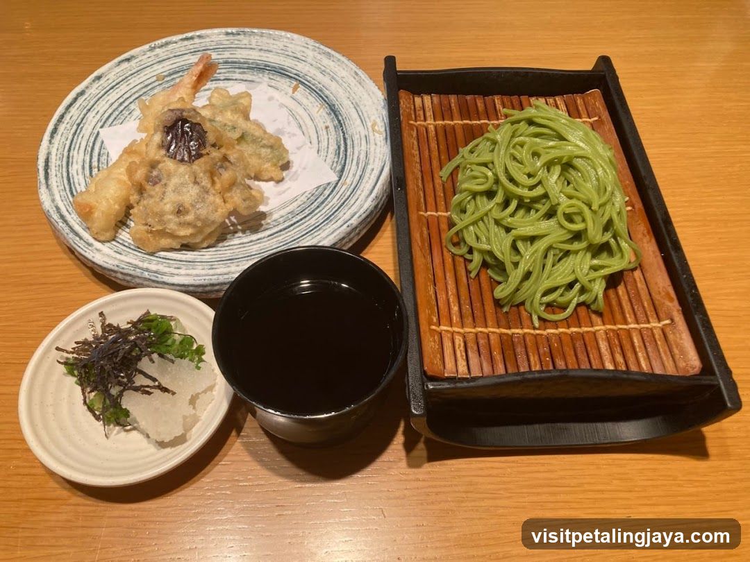 Matcha Noodles and Tempura Set