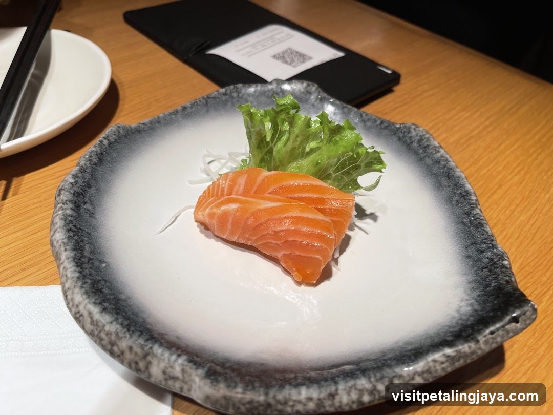 Salmon Sashimi with Lettuce Garnish