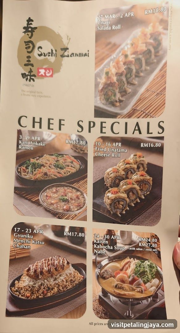 Sushi Zanmai Chef Specials Menu