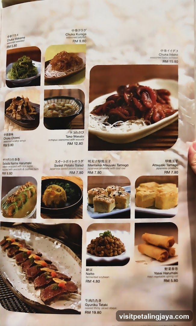 Japanese Cuisine Menu Page