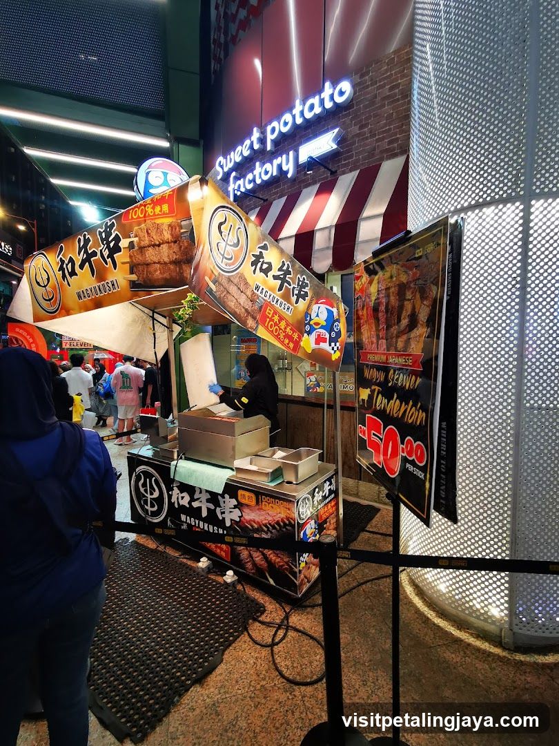 Wagyu Beef Skewer Stall at Night Market