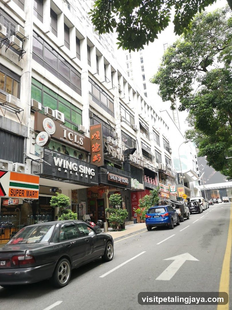 Street View with Shops and Cars