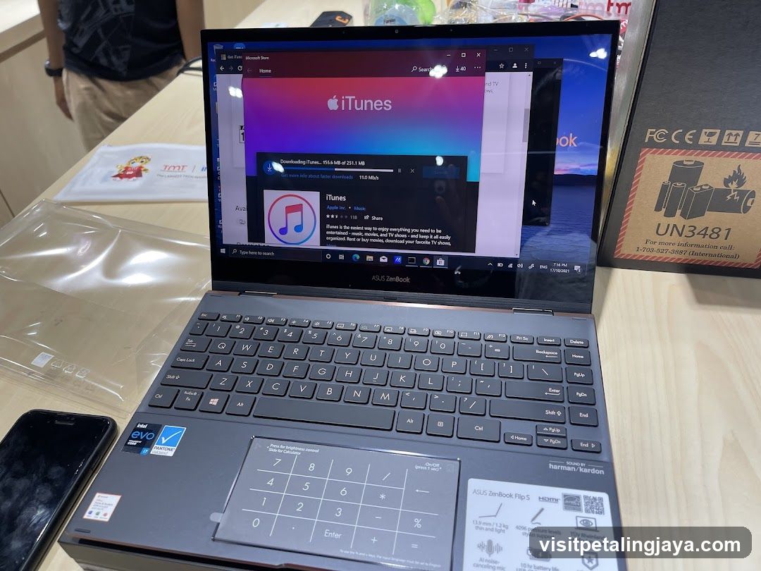 ASUS ZenBook laptop display in store