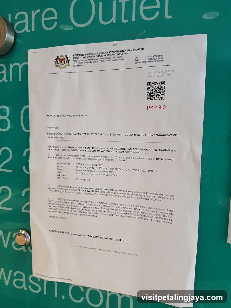 Official Letter from Malaysian Ministry of Trade and Industry