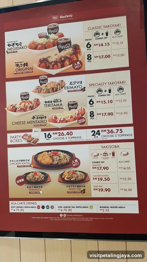 Gindako Menu Board