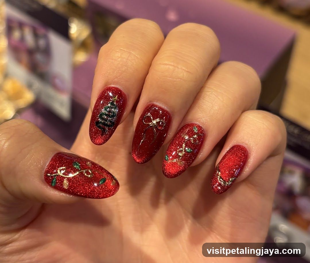 Christmas-themed manicure display