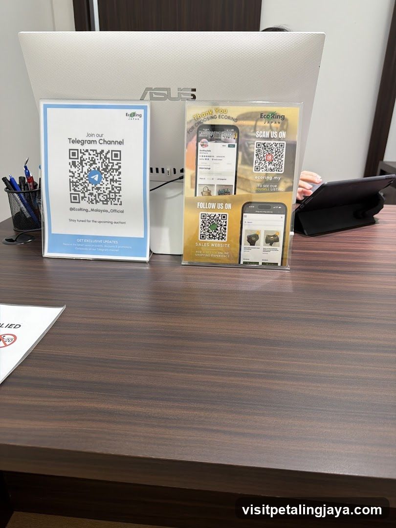 Desk with promotional materials