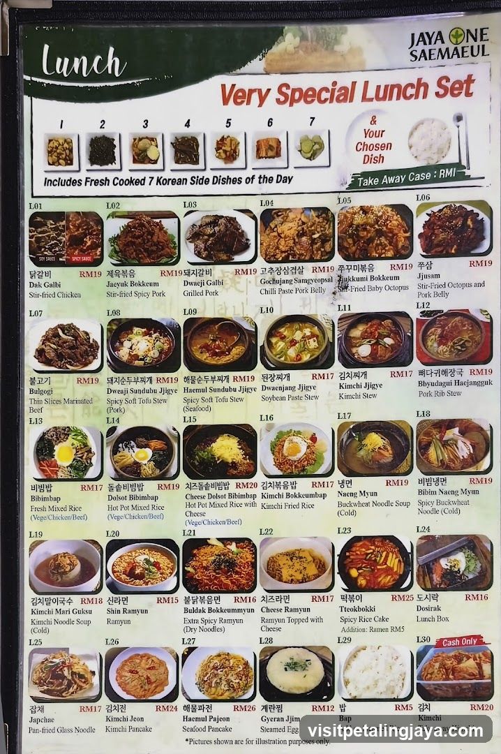 Jaya Saemael Lunch Menu