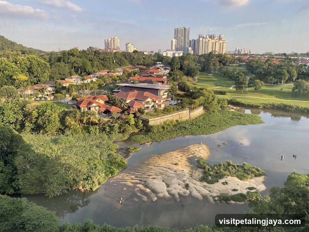 River View with Residential Area and City Skyline