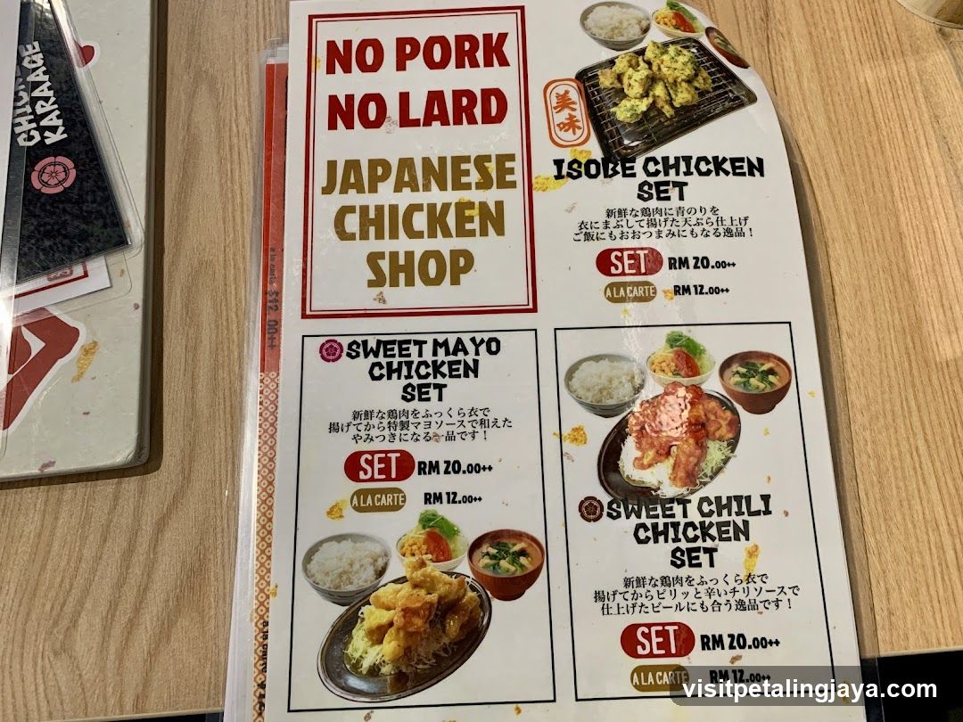 Japanese Chicken Shop Menu