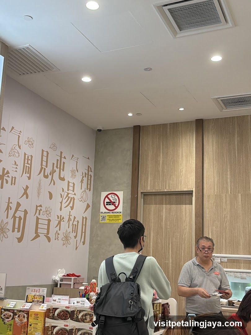 Interior of a food shop with customers