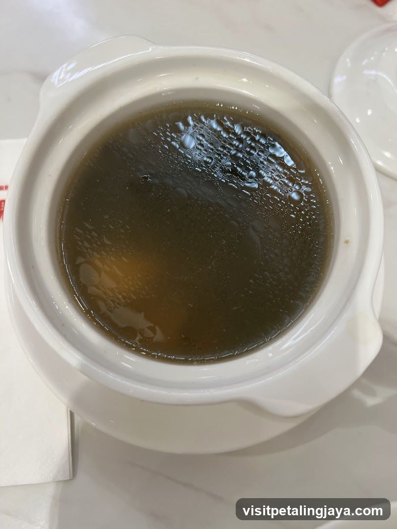 Soup in ceramic bowl