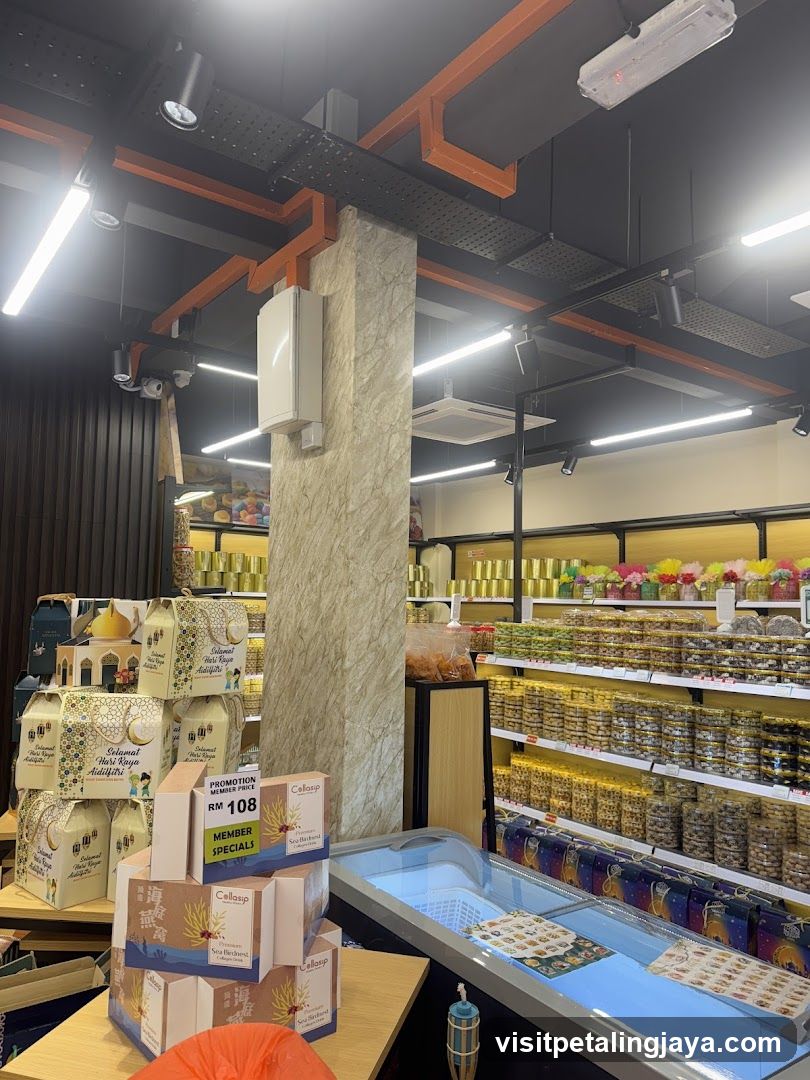 Interior of a grocery store with shelves and products