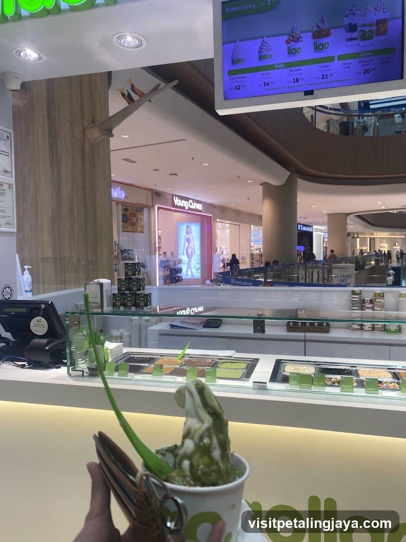Ice cream shop interior with menu display