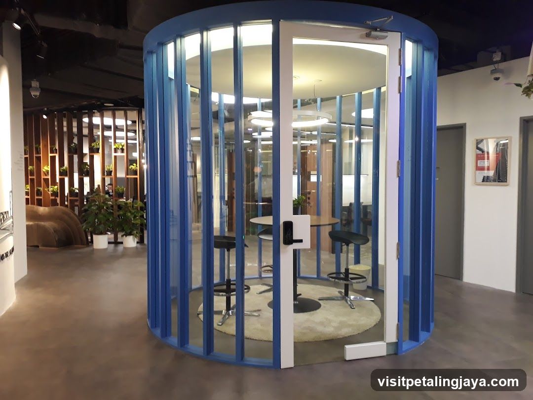Blue Glass Booth Office Space