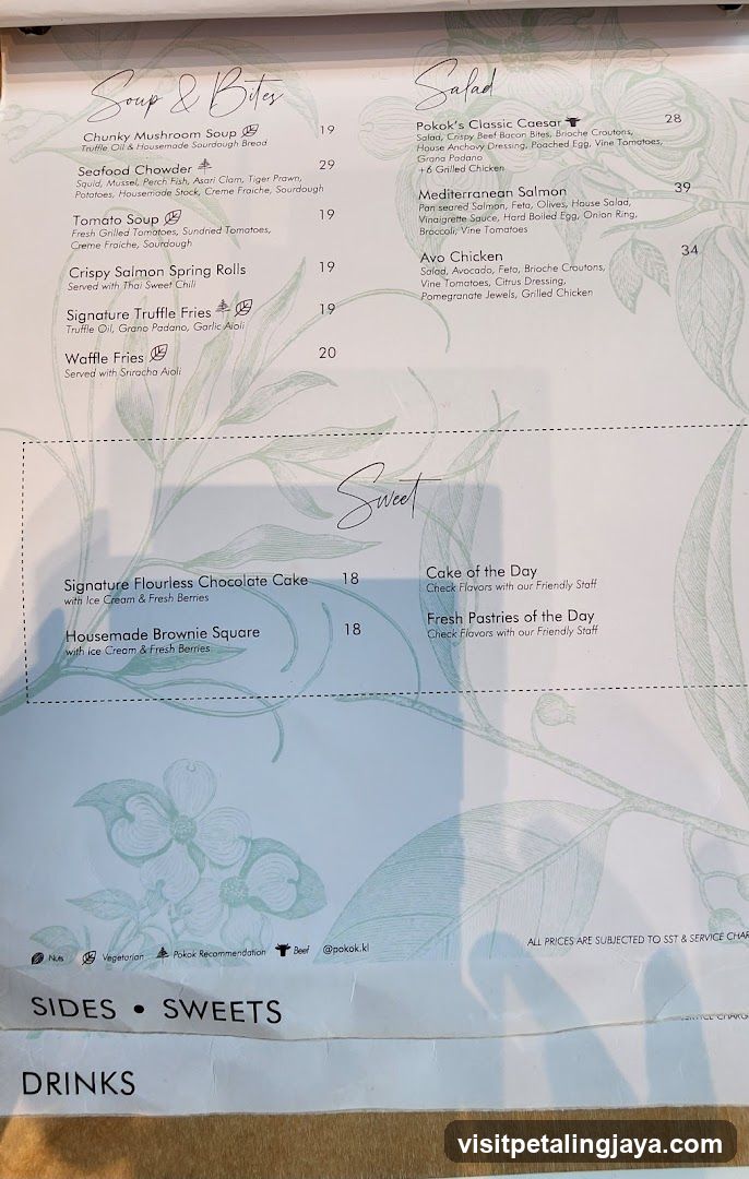 Soup & Bites, Salad, Sweet Menu Page