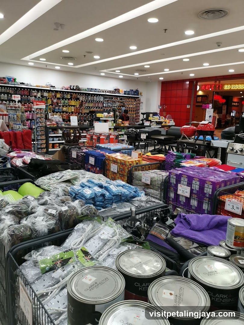 Interior of a well-stocked store with various products on display.