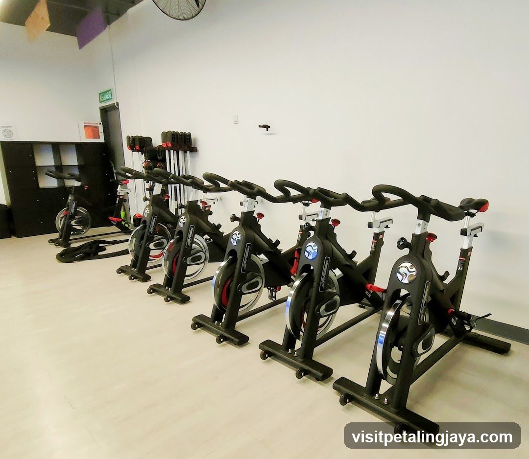 Gym Interior with Spin Bikes