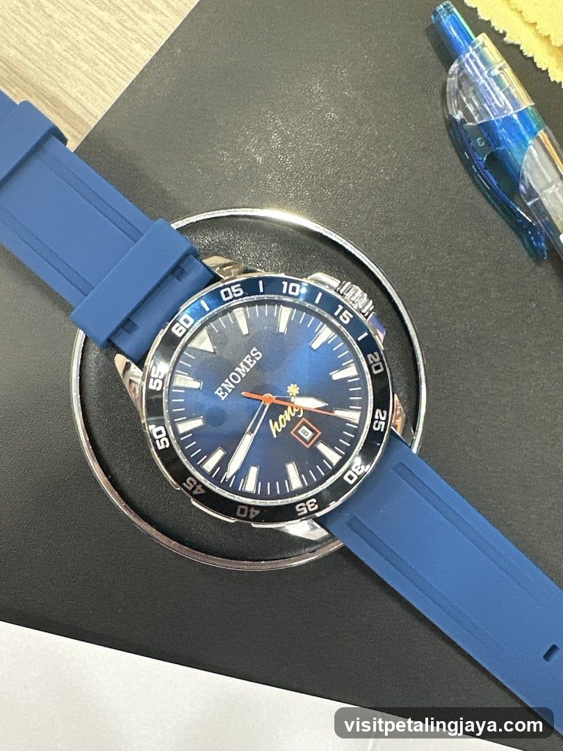 Blue Enomes Watch on Display Stand