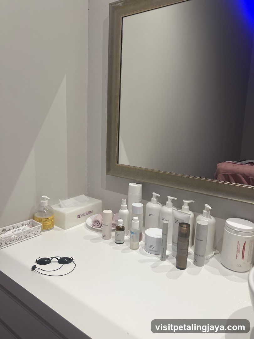 Bathroom Vanity with Skincare Products