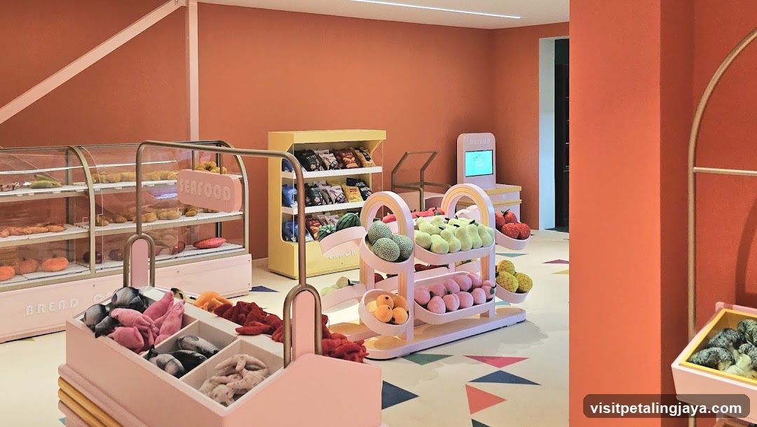 Interior of a colorful food store