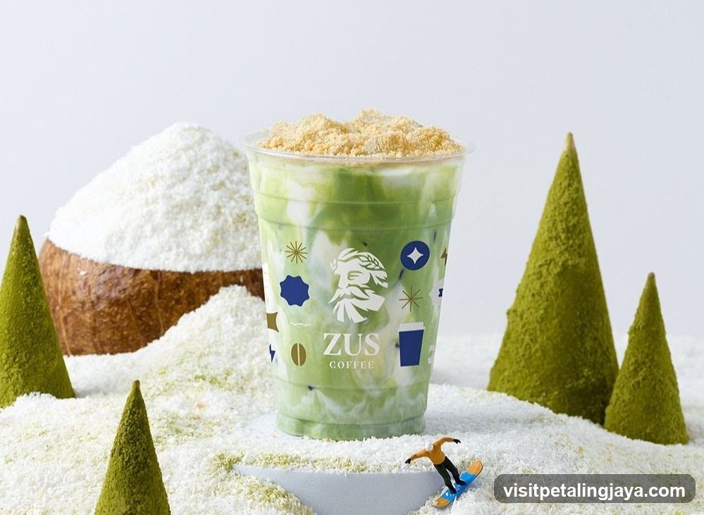 Zus Coffee Matcha Drink with Coconut and Miniature Scene