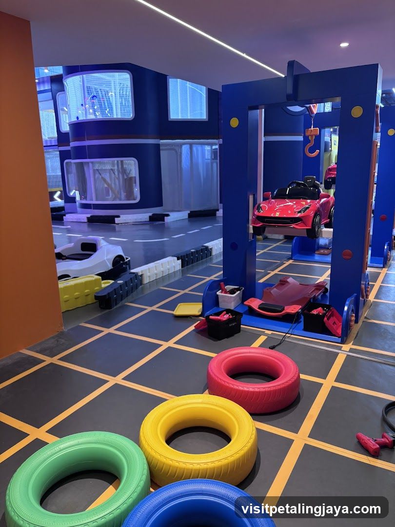Indoor Play Area with Toy Cars and Tires