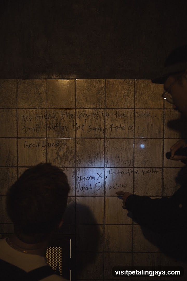 Tiled Wall with Handwritten Clues