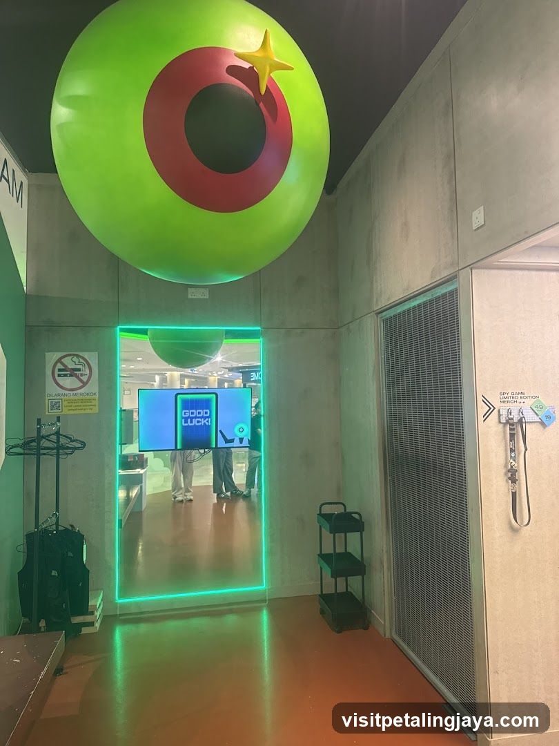 Interior with Neon Entrance and Hanging Decor