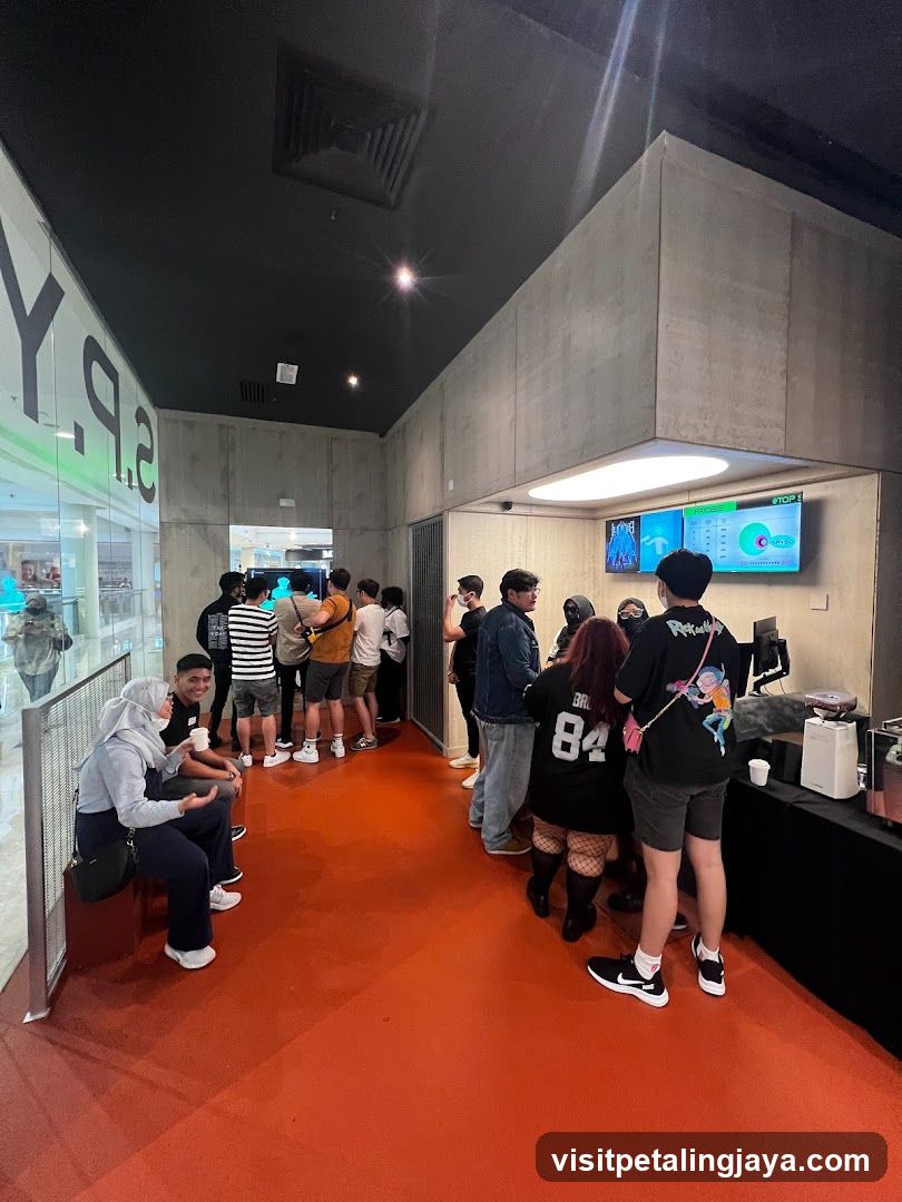 Queue at a modern venue entrance