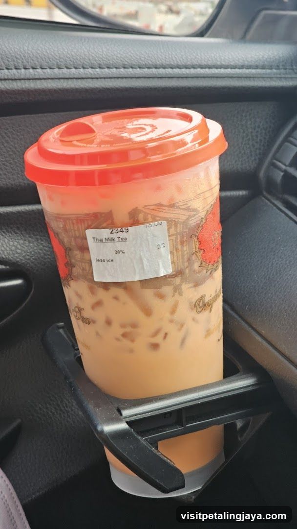 Thai Milk Tea in Car Cup Holder