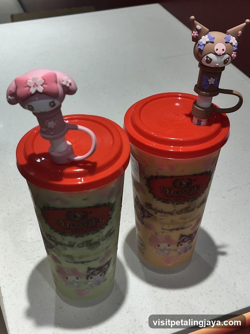 Sanrio-themed bubble tea cups