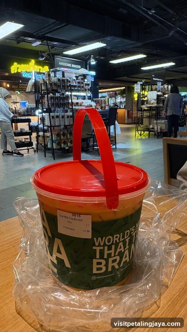 Thai Tea Bucket in Mall Food Court