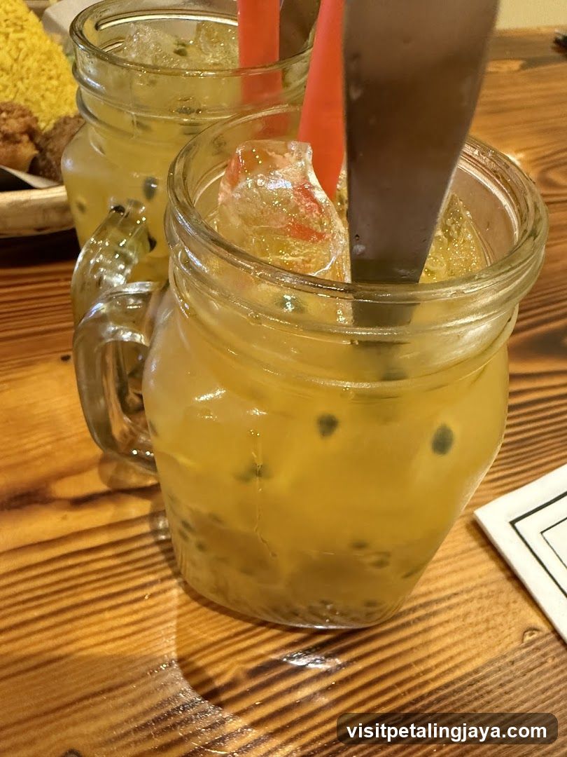 Passion Fruit Drink in Mason Jar