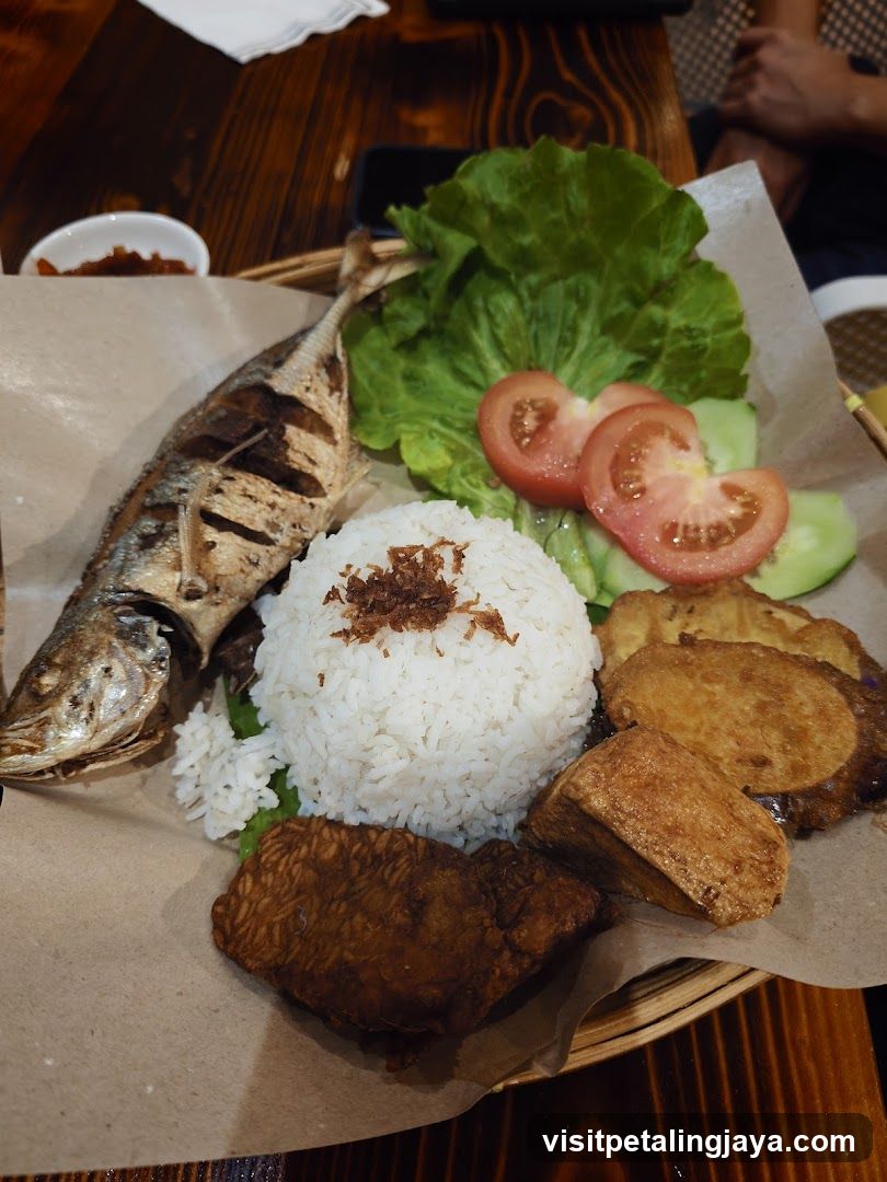 Grilled Fish with Rice and Fried Items