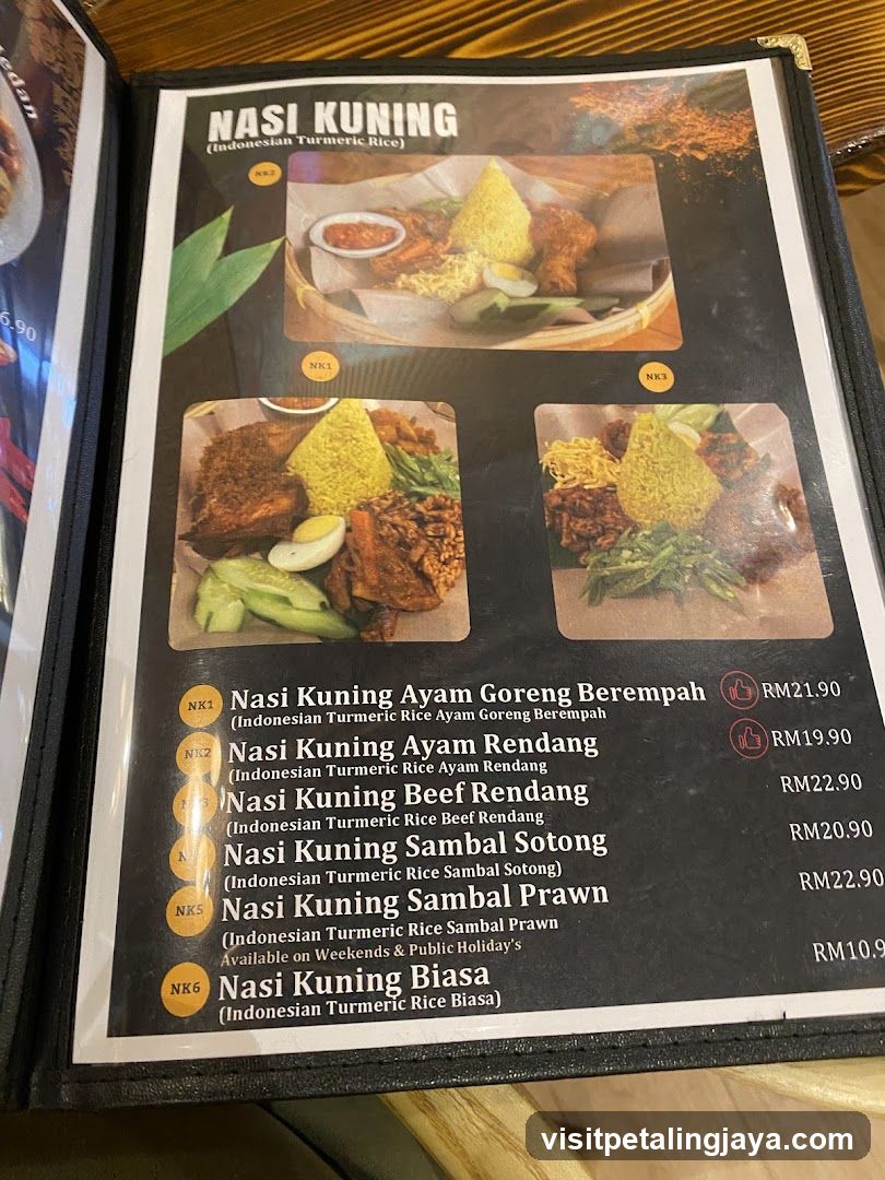 Nasi Kuning Menu Page