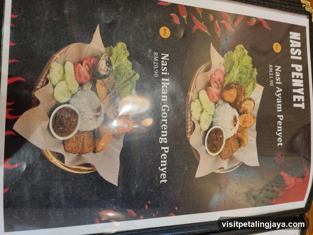 Nasi Penyet Menu Page